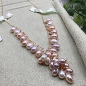 Ross-Simons Rose Gold Pink Fresh Water Pearl Cluster Necklace